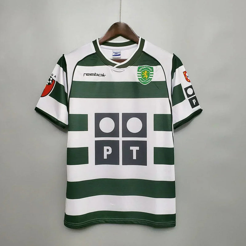 Camisa Retrô Sporting I Home 01/03 - Masculina - Verde e Branca